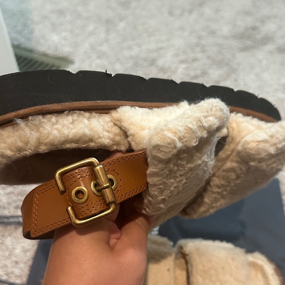 Zara Cream Shearling Strap Sandals - Picture 8 of 14